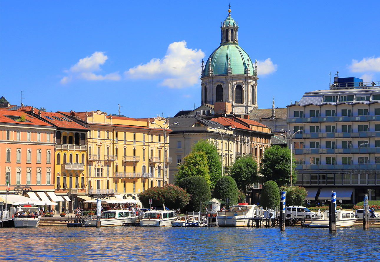 Scenic Como city view over tranquil waters
